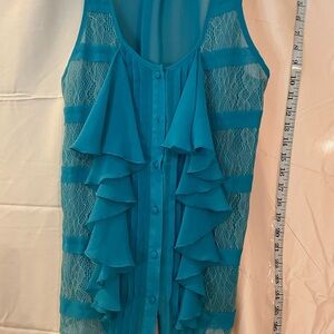 Aniina Teal Ruffled Blouse